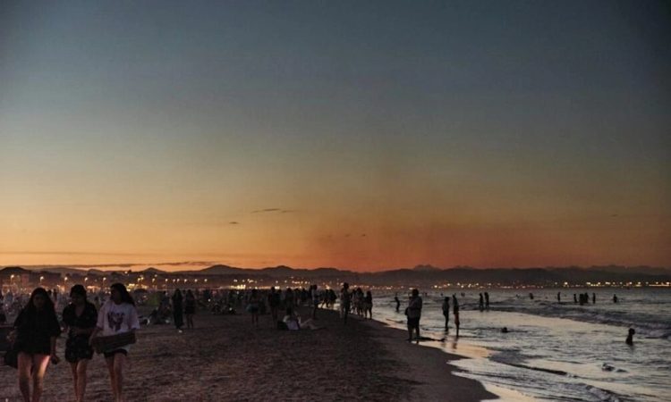 Early dawn beach scene