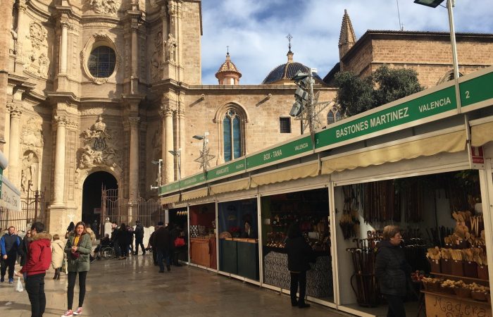 Christmas market stalls